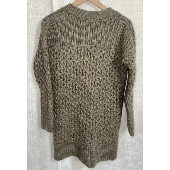 BANANA REPUBLIC Olive Cable Women's S Wool Alpaca Italian Cardigan‎ Sweater Knit - Picture 3 of 7